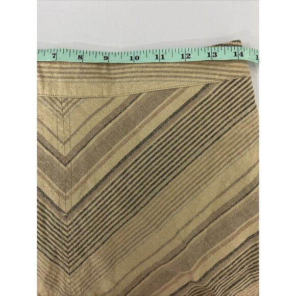 Free People Yours Truly Womens Linen Mini Skirt Size 4 Chevron Stripe Boho Retro - Picture 3 of 7